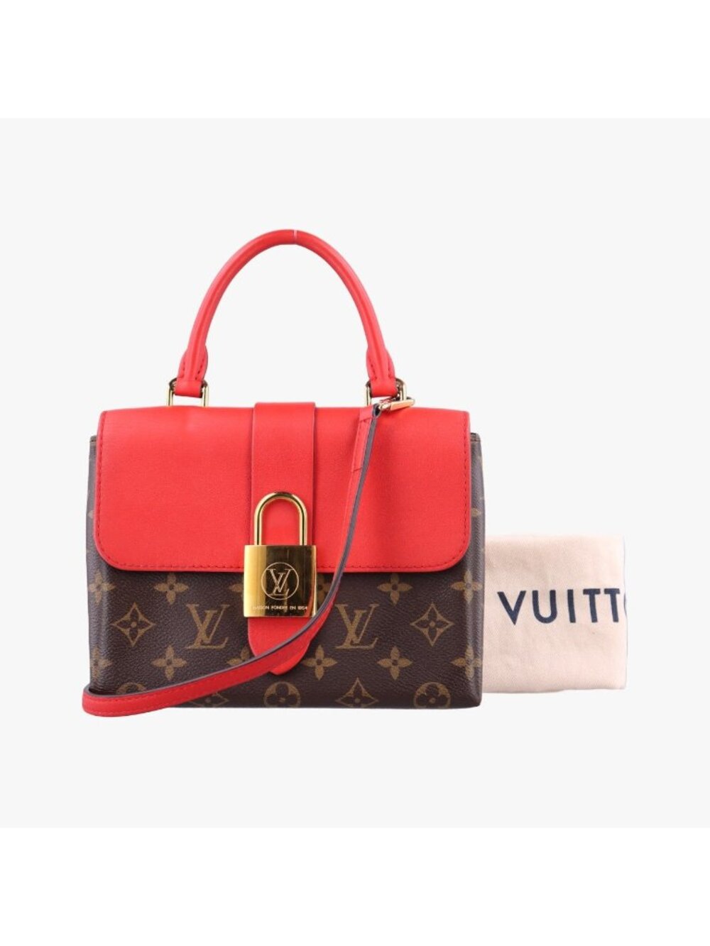 Louis Vuitton Locky BB Monogram Brown Coquelicot Canvas Calfskin